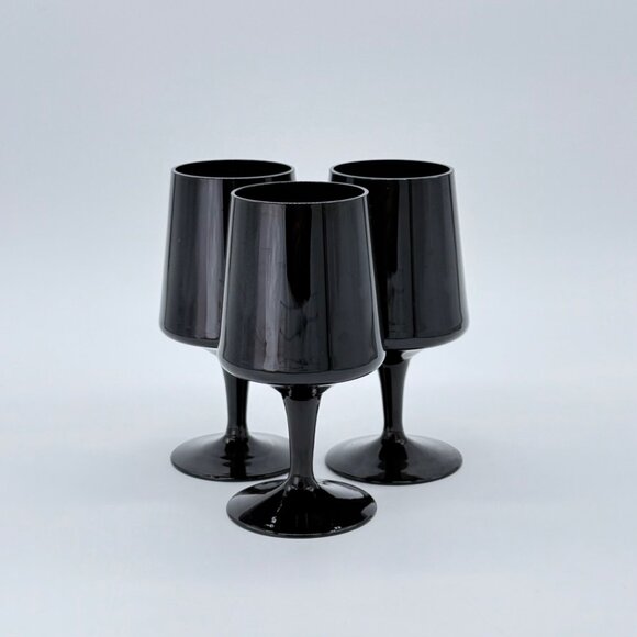 Set of 3 Vtg. Amethyst Wine Glasses 5 " Verve Gorham Crystal - Picture 2 of 8